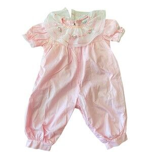 Vintage 90s Girls‎ Bubble Romper  Size 6-9 Months Spring Summer Outfits Ducks